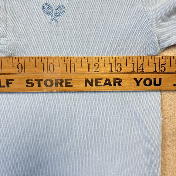 H&M Polo Shirt Boys 9-10Y Blue Tennis Racket Embroidery 100% Cotton Short Sleeve - Picture 4 of 8